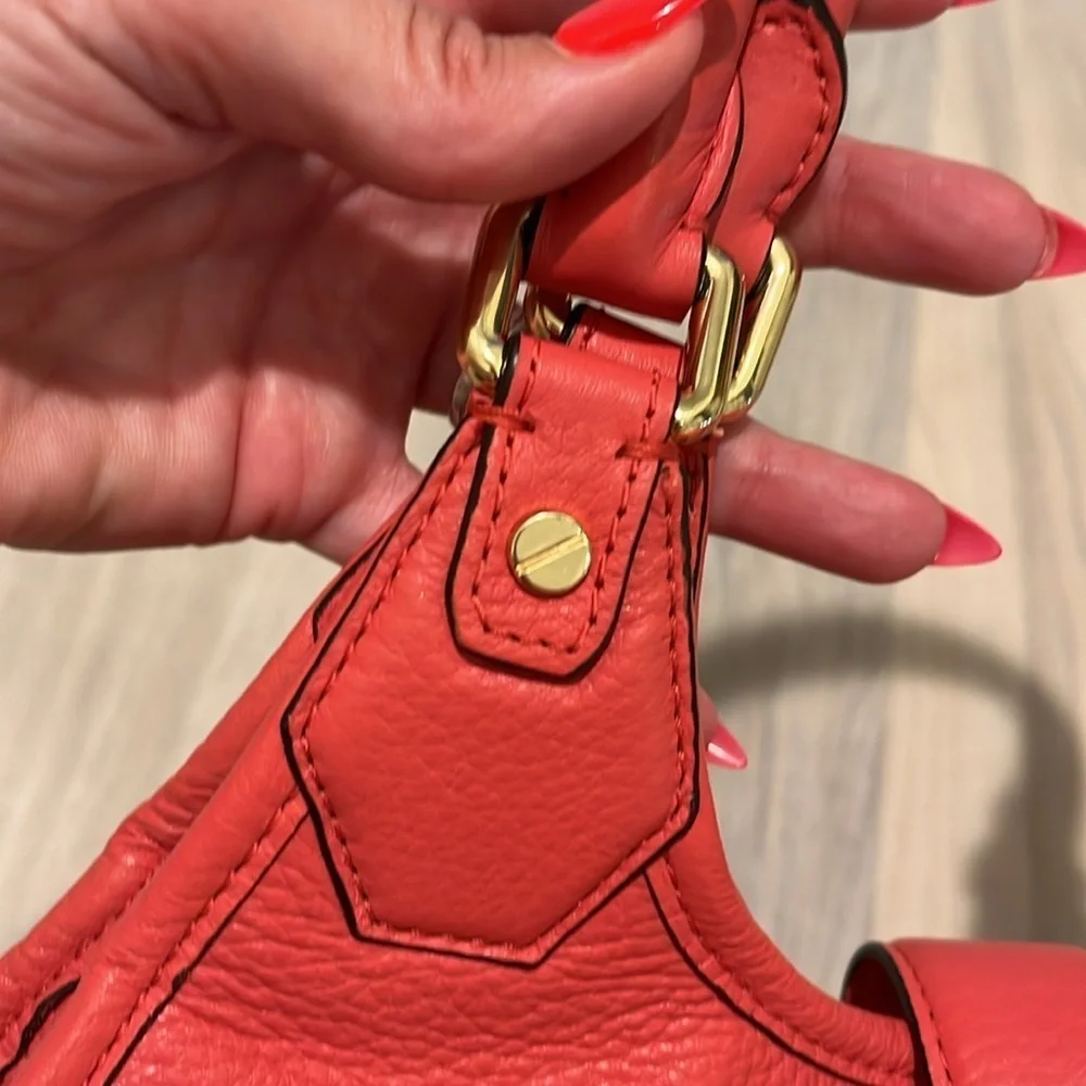 Michael Kors Hudson Large Leather Tote Shoulder Bag Satchel Watermelon Gold